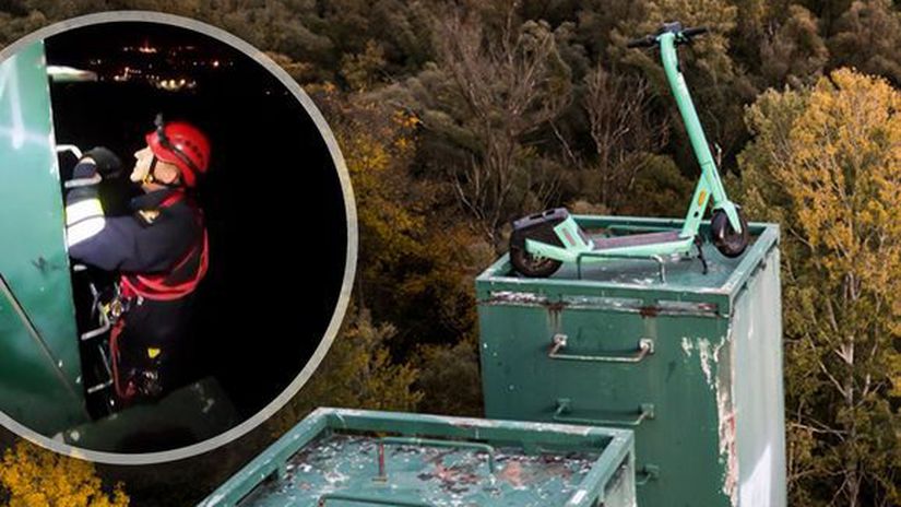 Zdielanu kolobezku odparkovali na 40 metrovom pilone