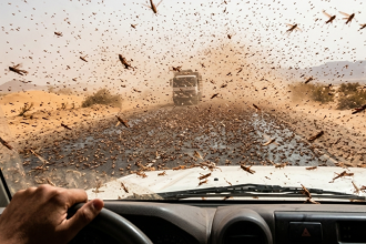 Zive mracno na ceste Miliony kobyliek paralyzovali dopravu vodici uviazli v hmyzej burke