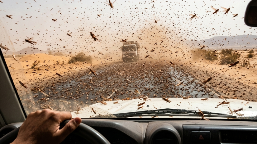 Zive mracno na ceste Miliony kobyliek paralyzovali dopravu vodici uviazli v hmyzej burke